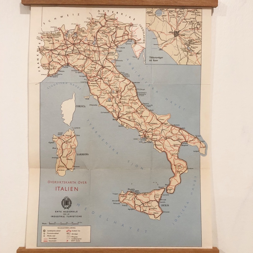 Vintage 1960s Map of Italy